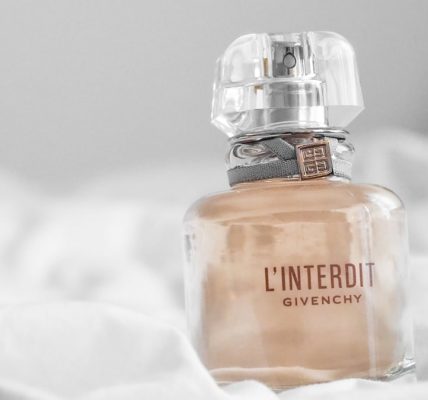 orange and silver perfume bottle